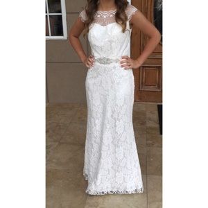 Long white laced dress